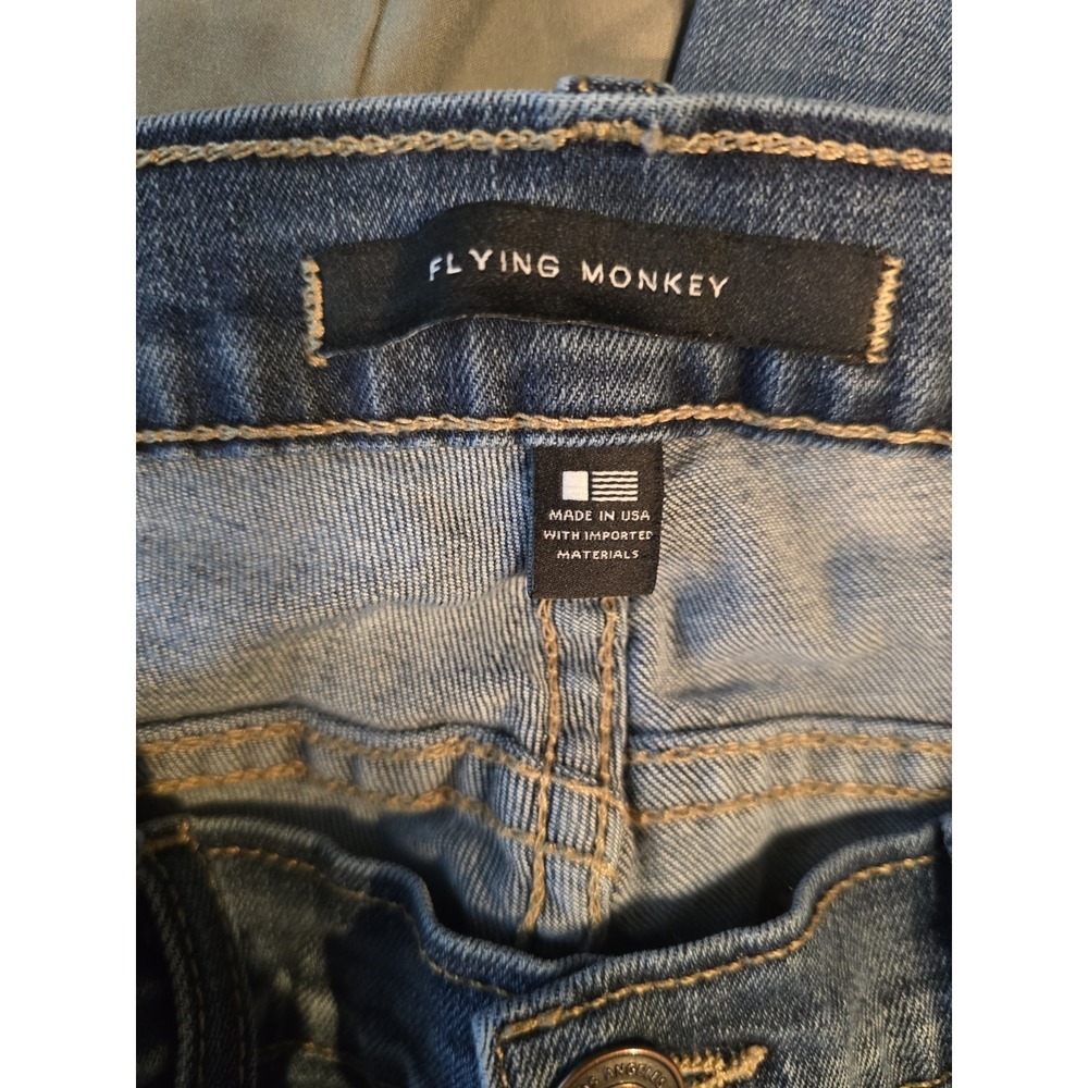 Flying Monkey Jeans Womens 30 Blue Dark Wash Mid Rise Bootcut Stretch Denim - Picture 3 of 5